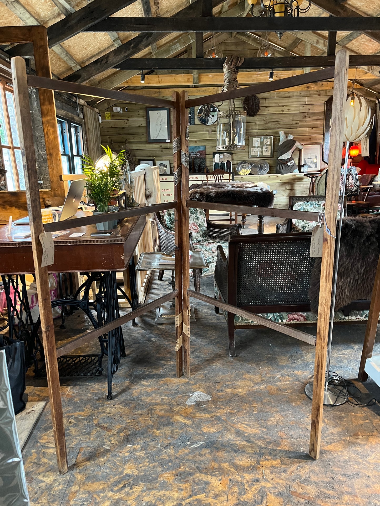 Vintage Folding Wooden Laundry Airer / Clothes Horse
