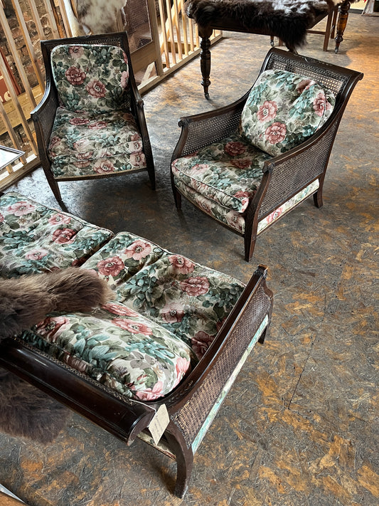 Rams Head & Dog Rose Bergère Sofa & Armchairs (Awaiting Restoration)