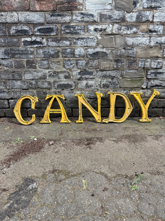 Vintage Cast Iron Yellow Letters