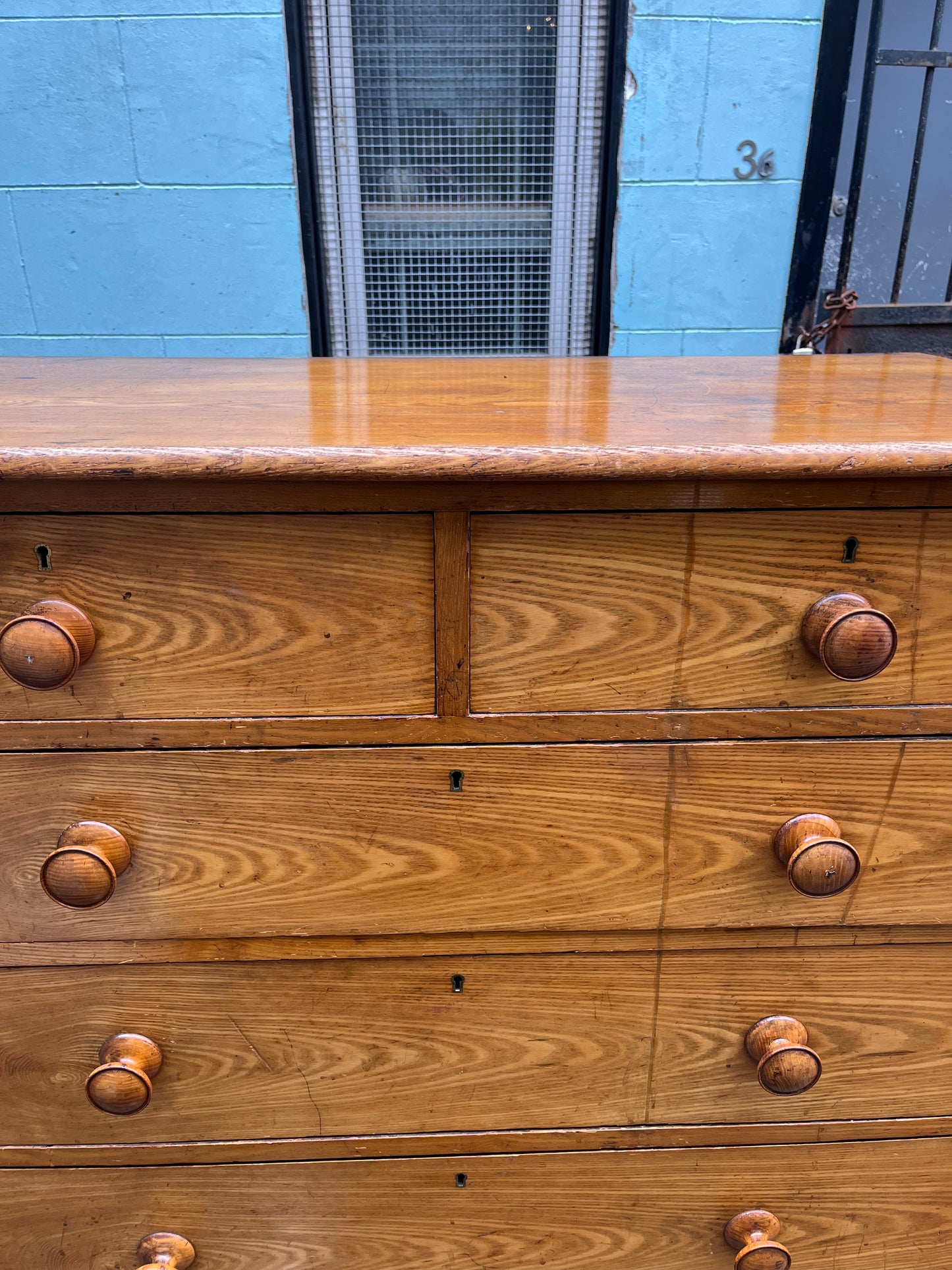 Grained Ash Wood Chest of Drawers