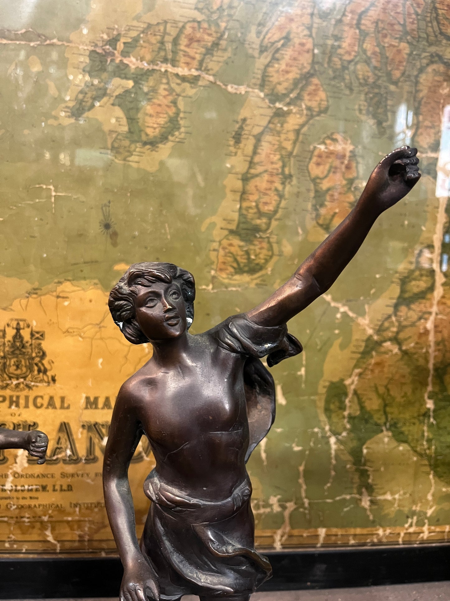French Pair of Bronze Statues - Lady and Man