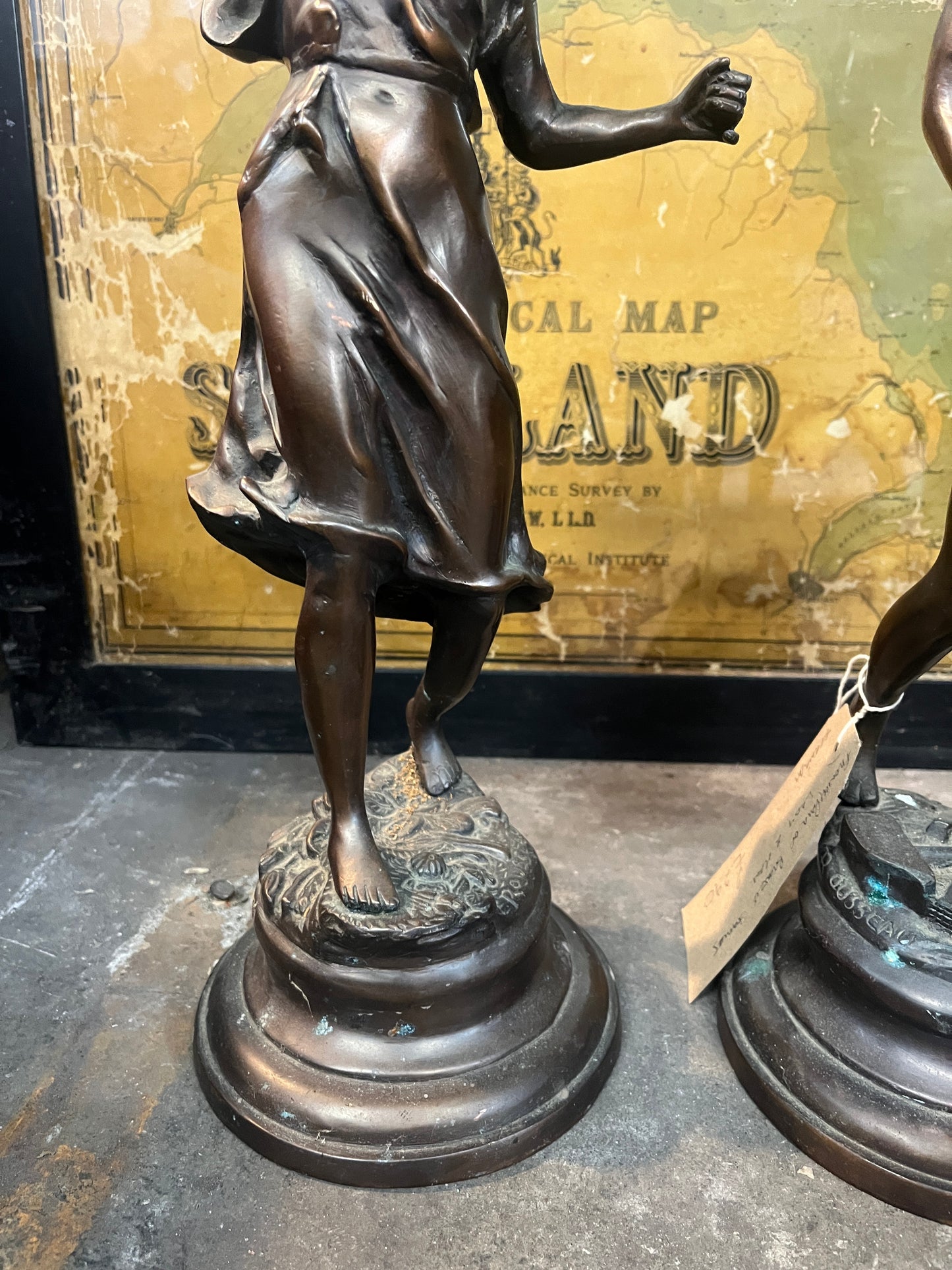 French Pair of Bronze Statues - Lady and Man