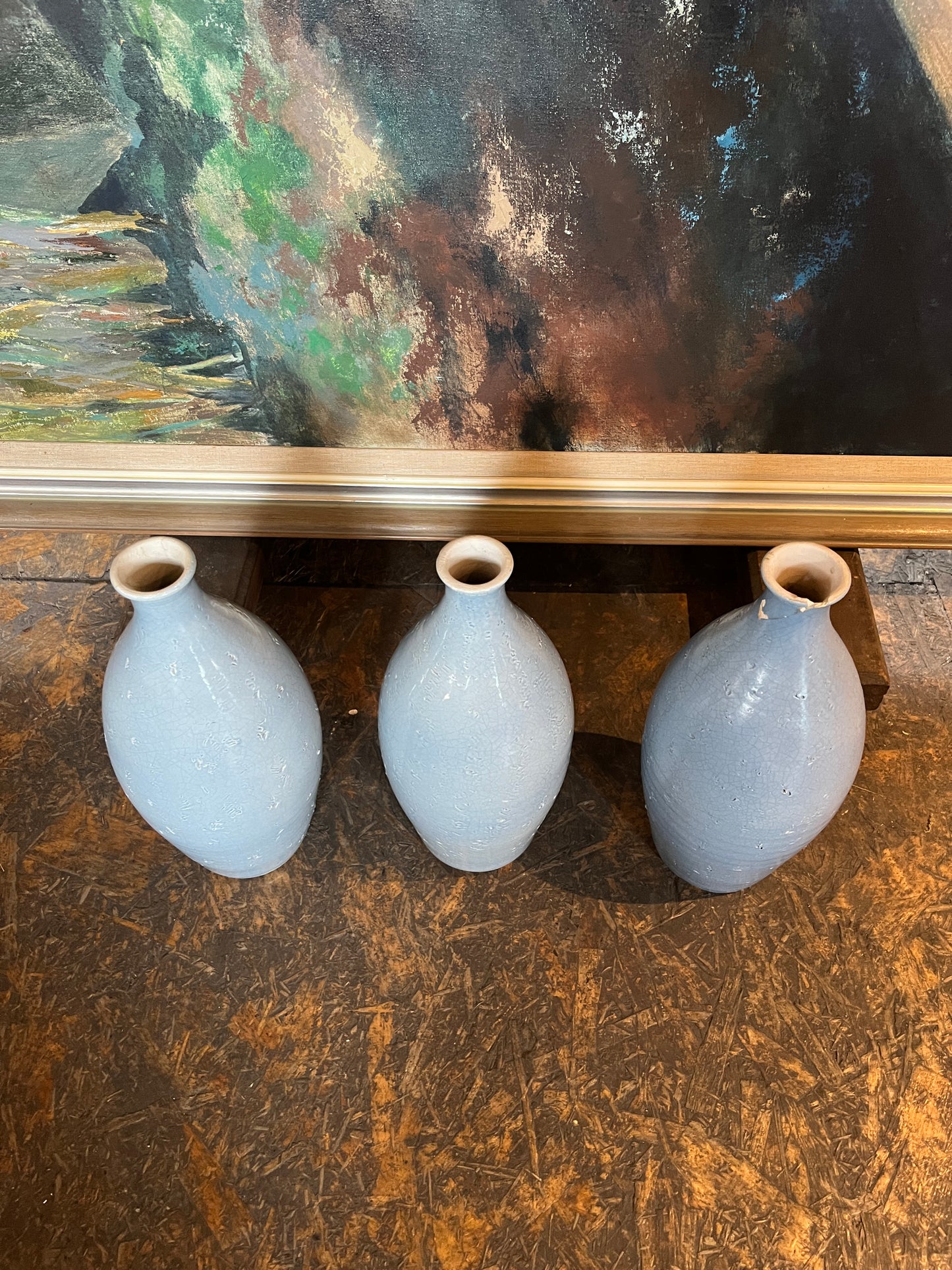 Hand Made Portuguese Sky Blue Water Bottles / Vases