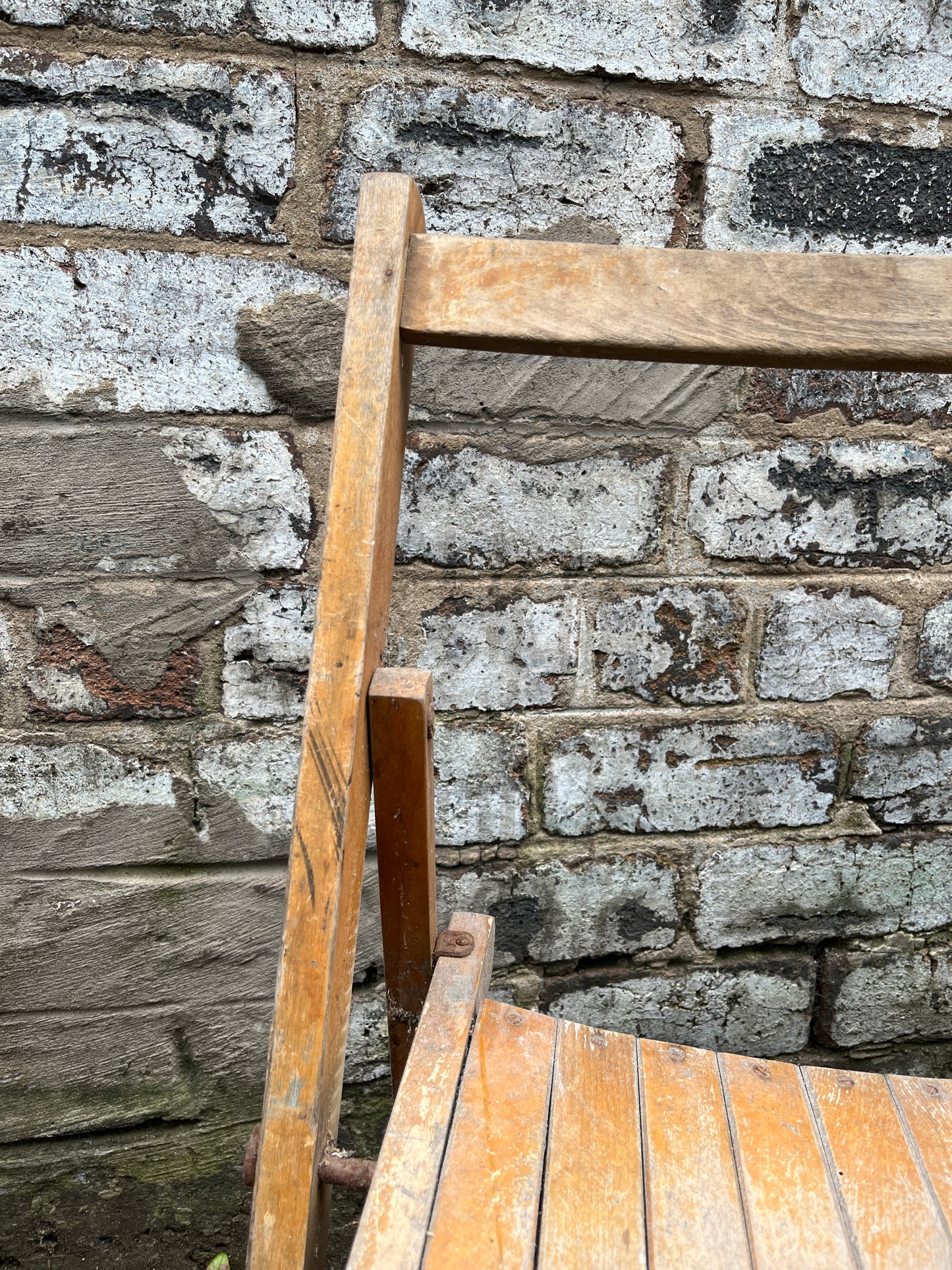 Pair of Reclaimed Wooden School Folding Chairs