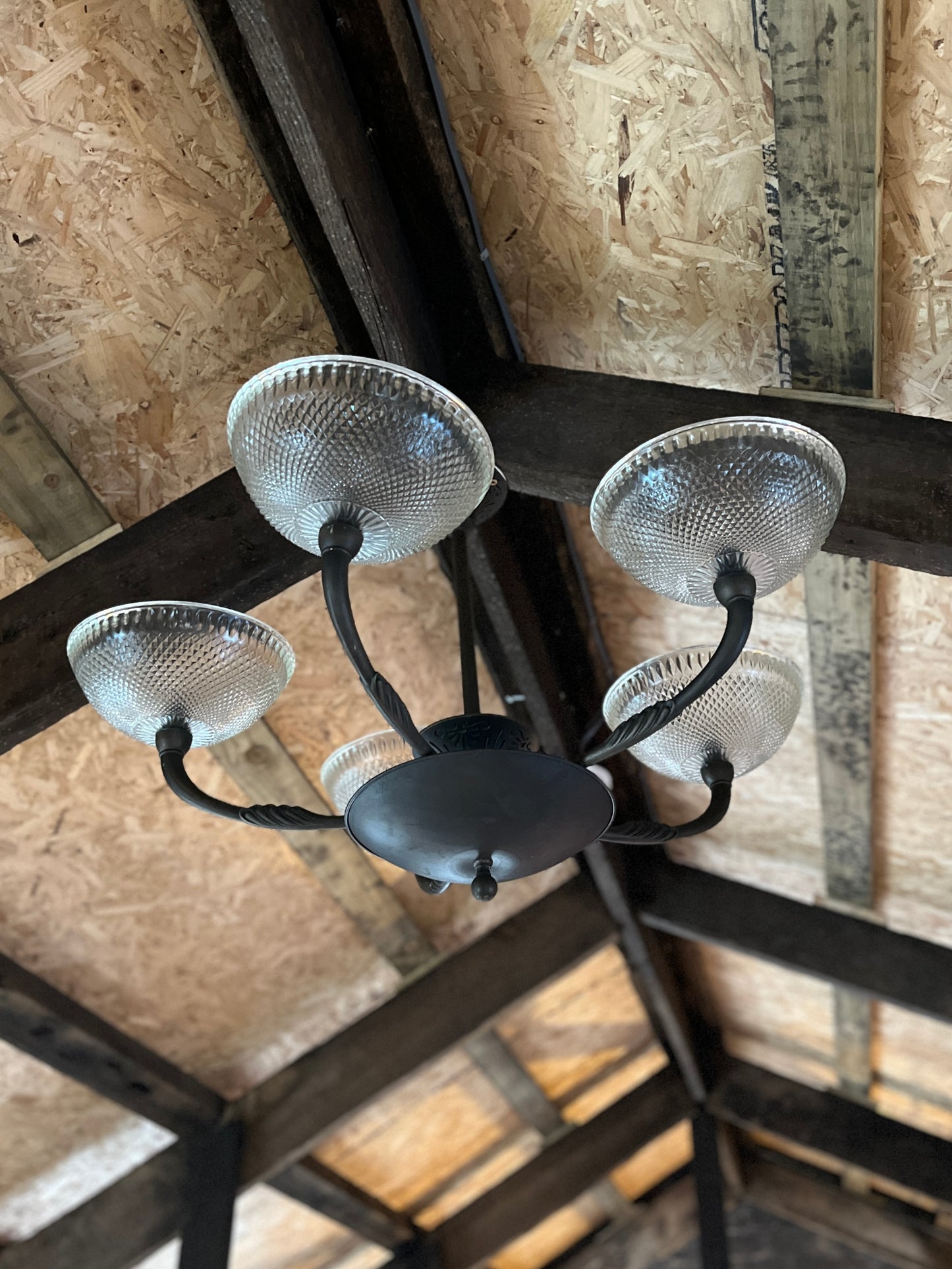 Italian Cut Glass Ceiling Light - Five Lamps