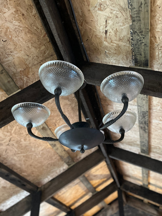 Italian Cut Glass Ceiling Light - Five Lamps