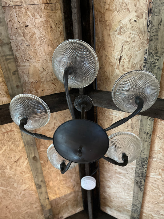 Italian Cut Glass Ceiling Light - Five Lamps