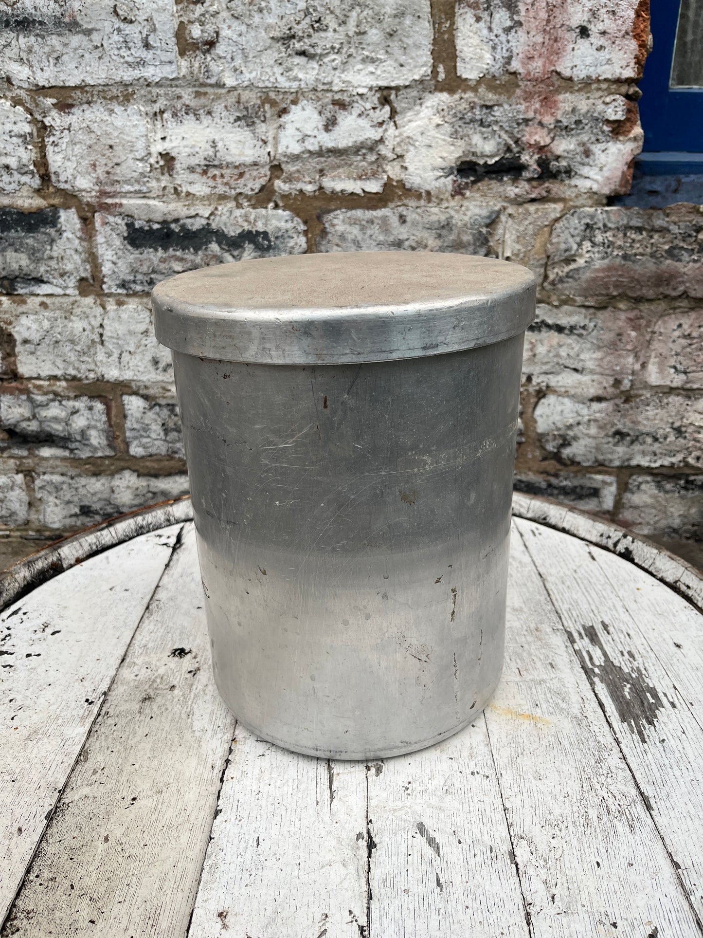Vintage French Metal Canister with Lids