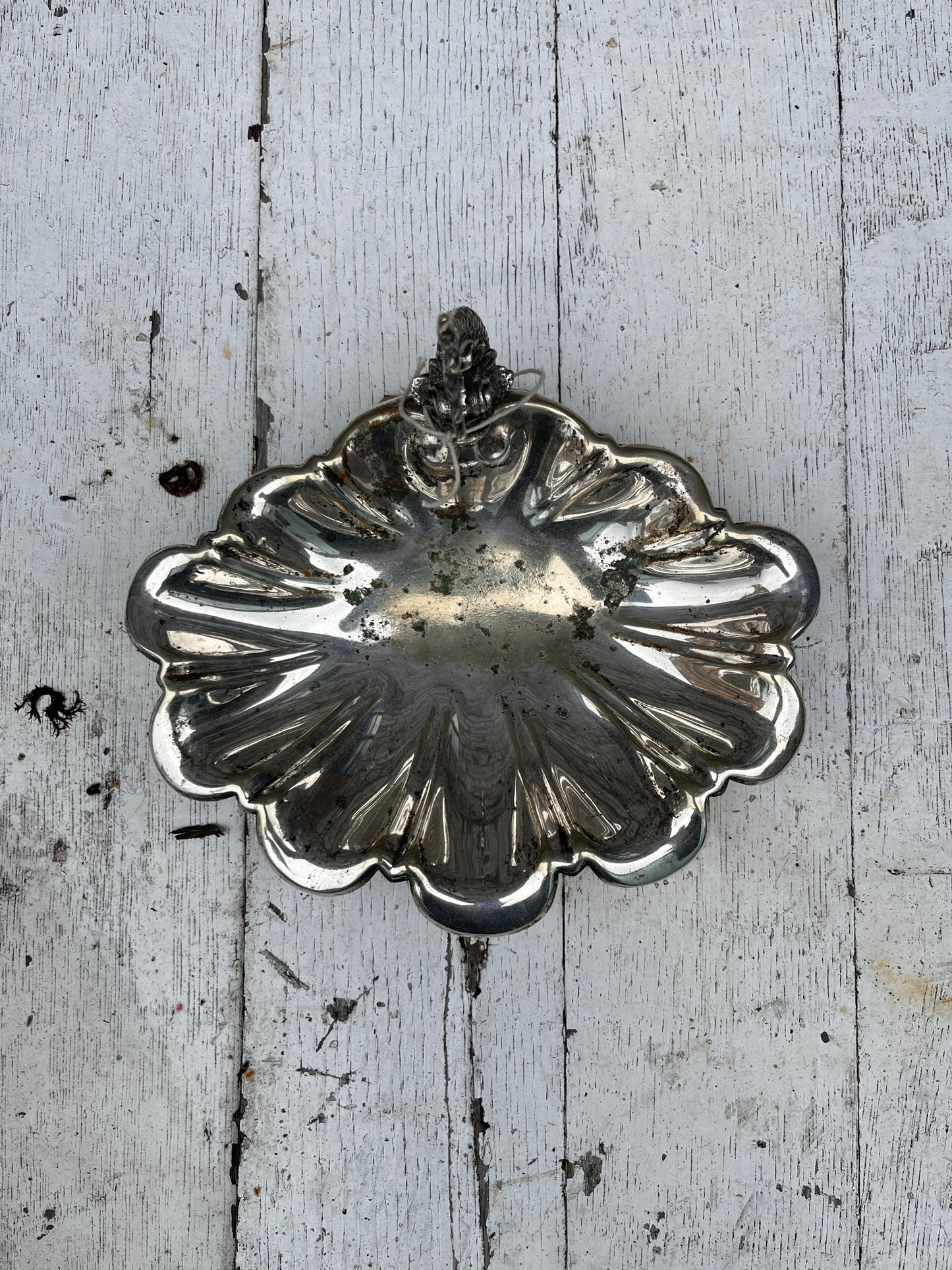 Silver Plated Shell Bowl with Fish