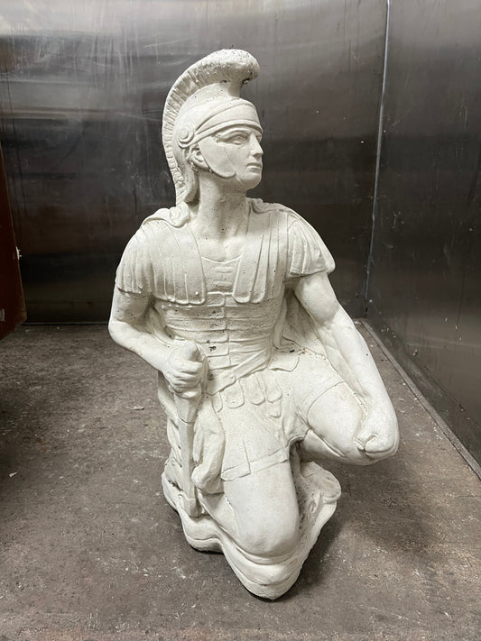Lime Concrete Hand Cast of a Kneeling Roman Centurion