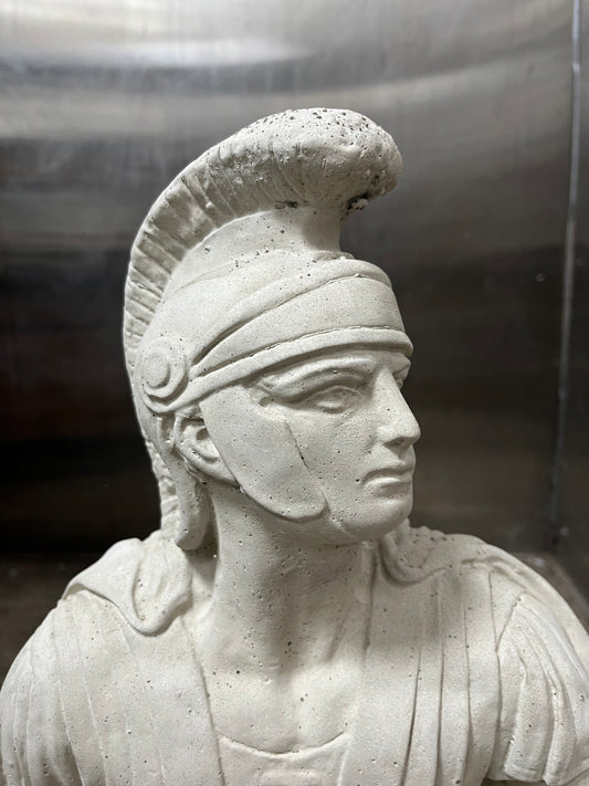 Lime Concrete Hand Cast of a Kneeling Roman Centurion