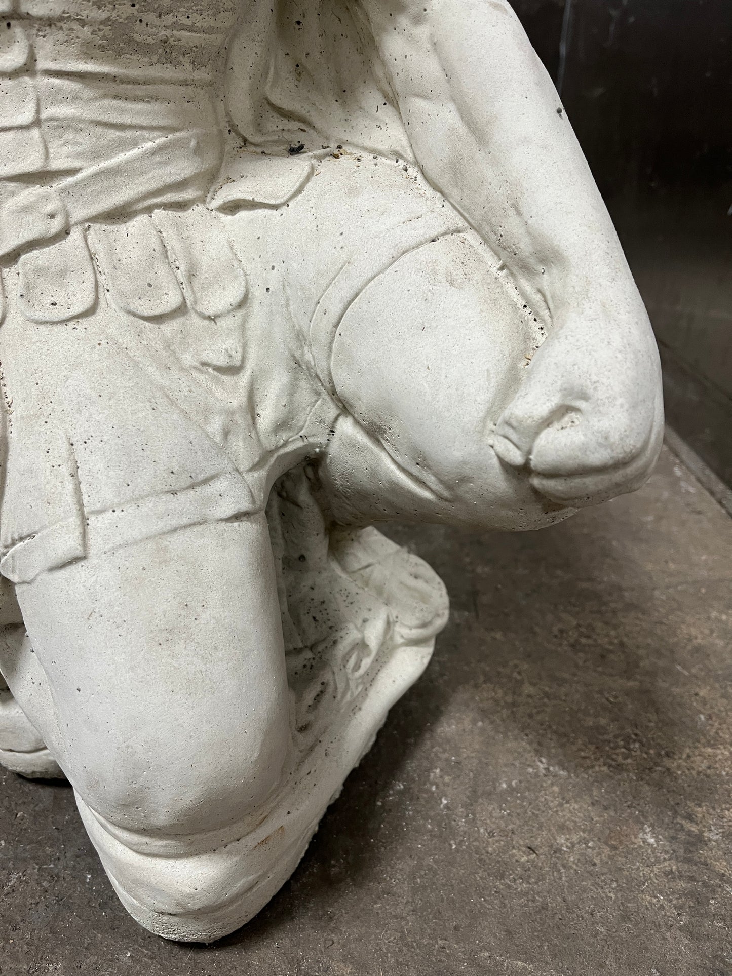Lime Concrete Hand Cast of a Kneeling Roman Centurion