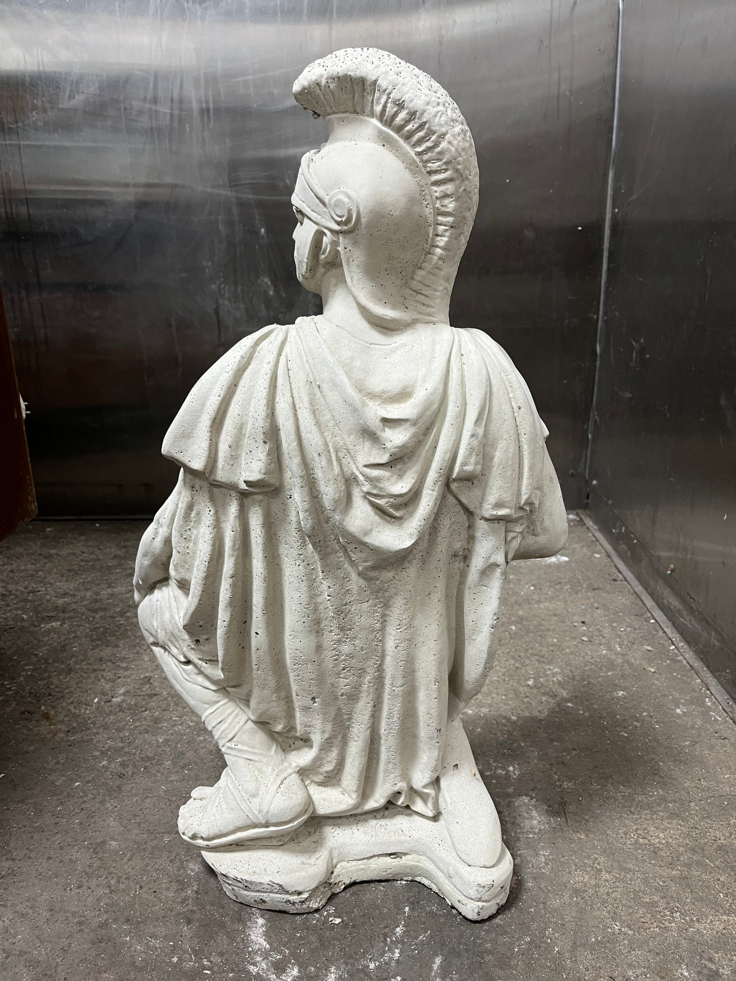 Lime Concrete Hand Cast of a Kneeling Roman Centurion