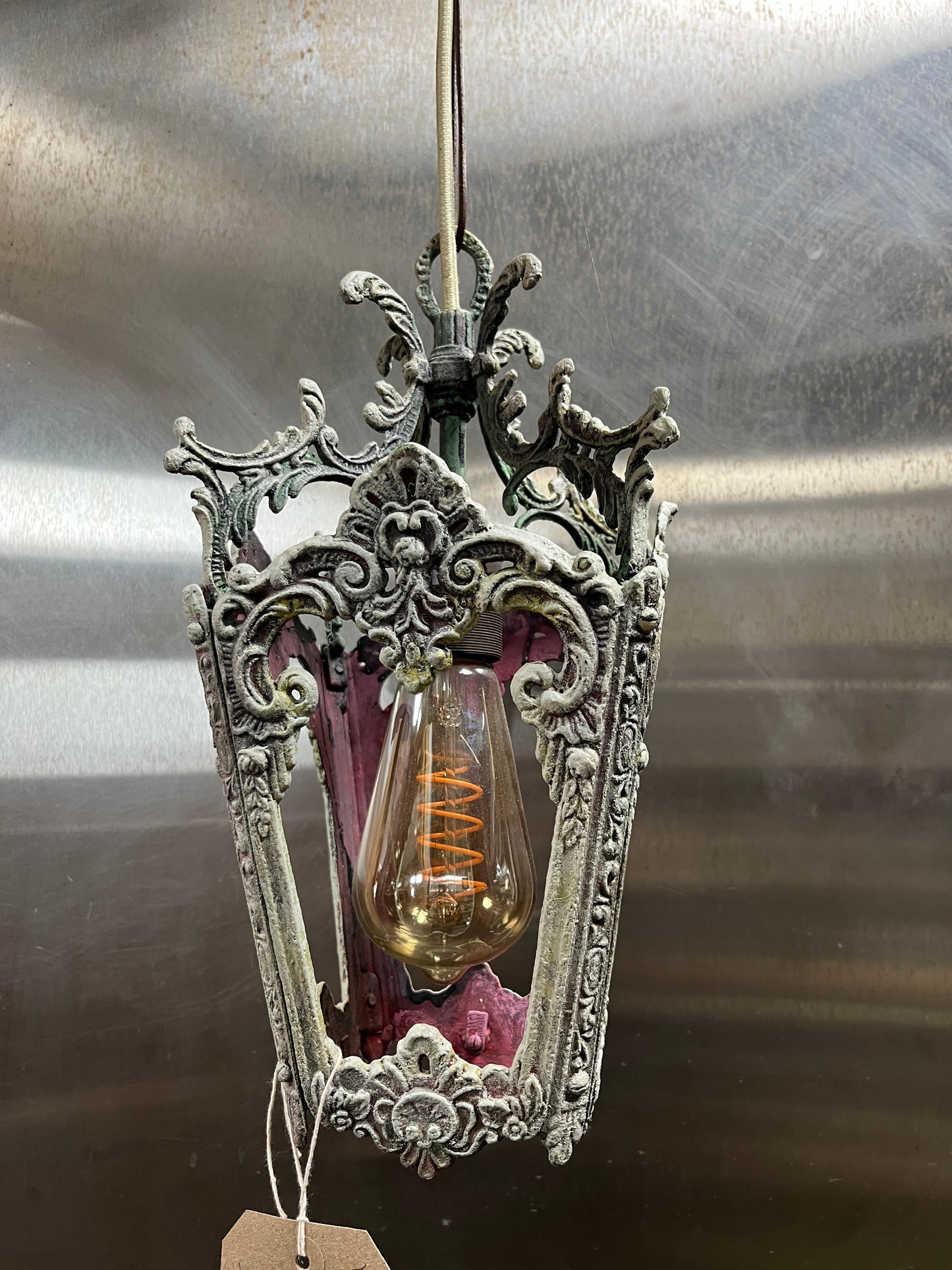 Vintage Ornate Brass Pendant Ceiling Light