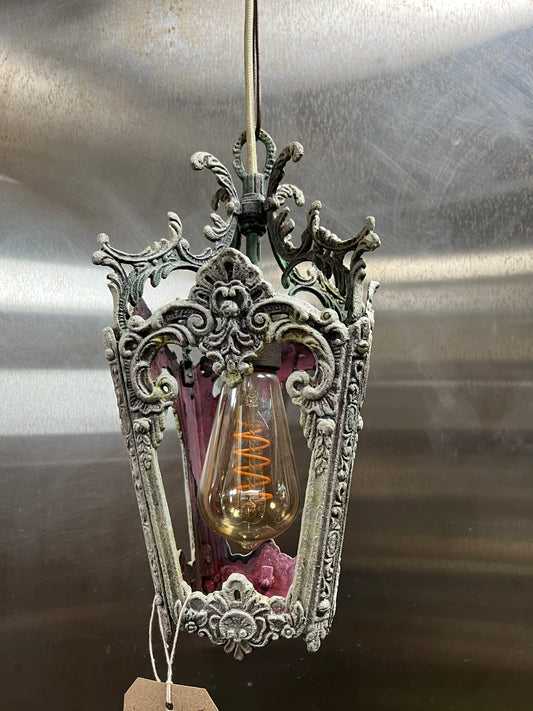 Vintage Ornate Brass Pendant Ceiling Light