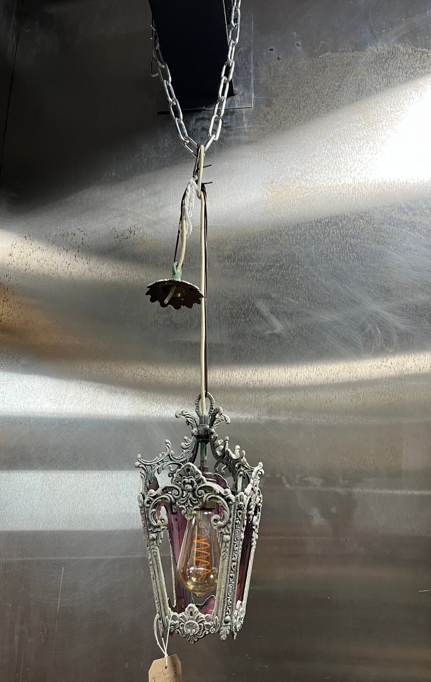 Vintage Ornate Brass Pendant Ceiling Light