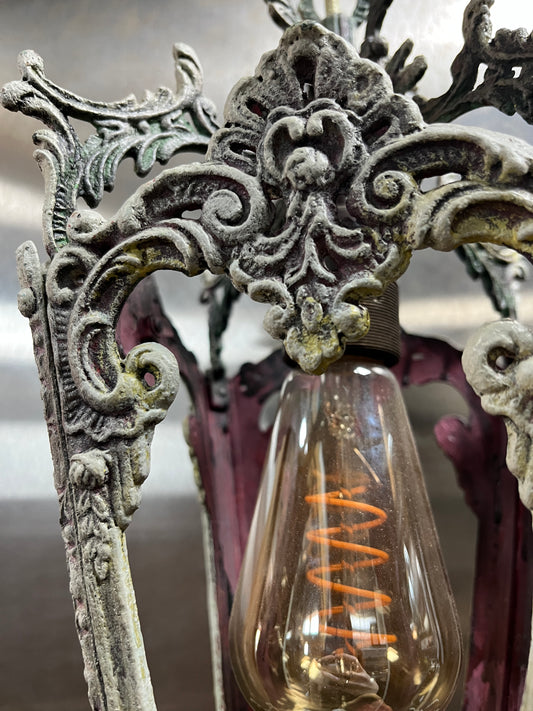 Vintage Ornate Brass Pendant Ceiling Light