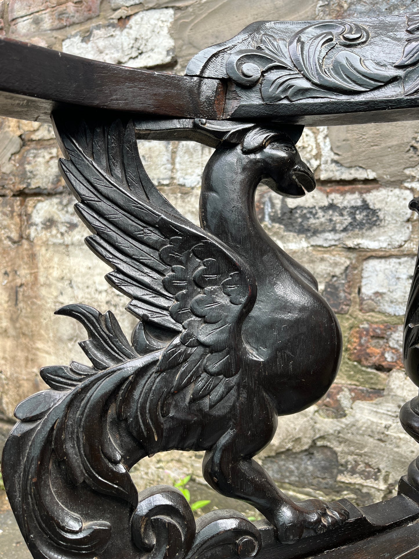 From Manx Chair Carved in English Oak with Mythical Creatures