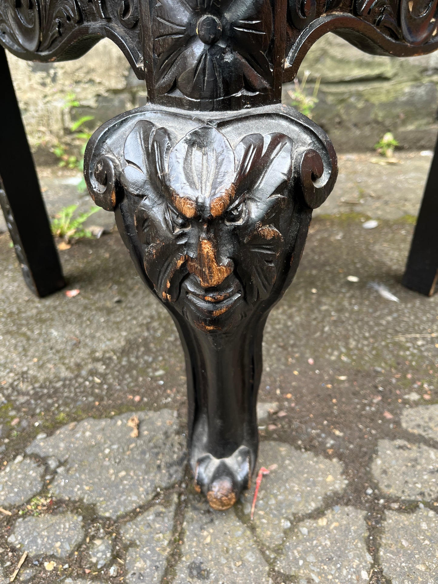 From Manx Chair Carved in English Oak with Mythical Creatures