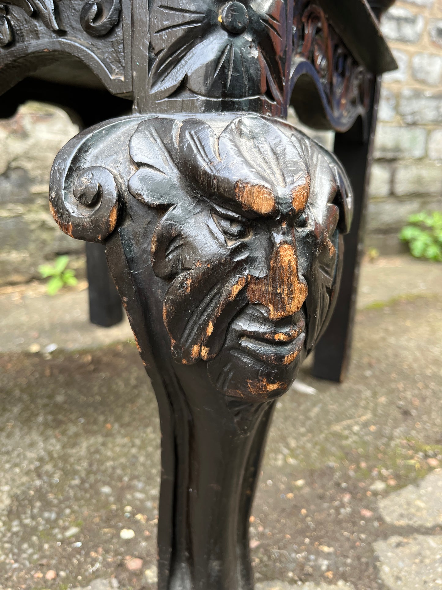 From Manx Chair Carved in English Oak with Mythical Creatures