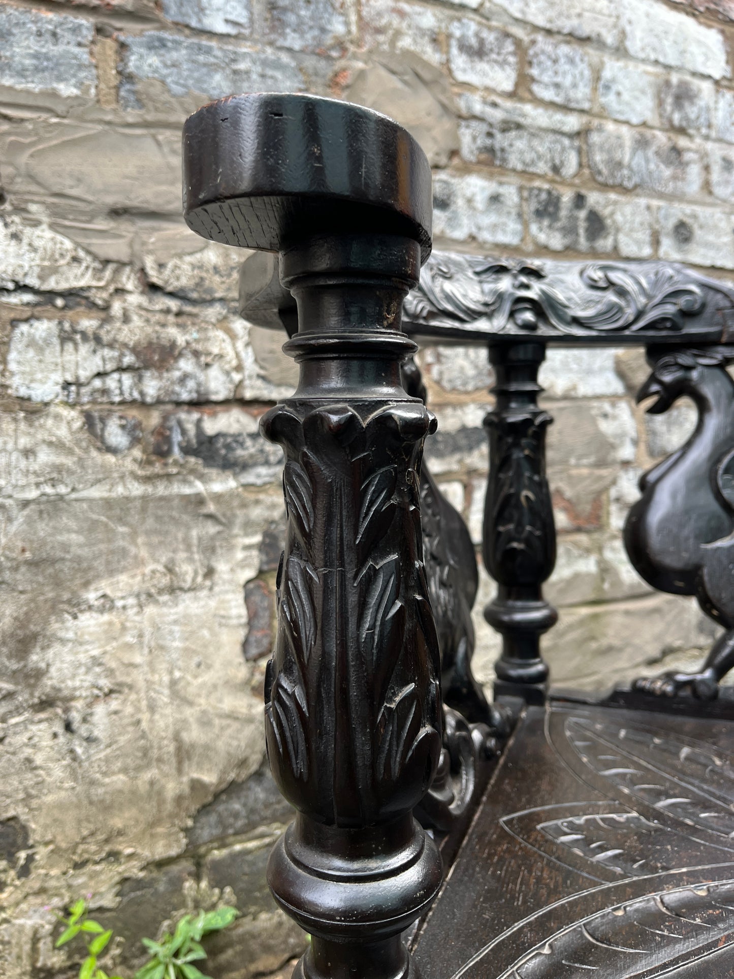 From Manx Chair Carved in English Oak with Mythical Creatures