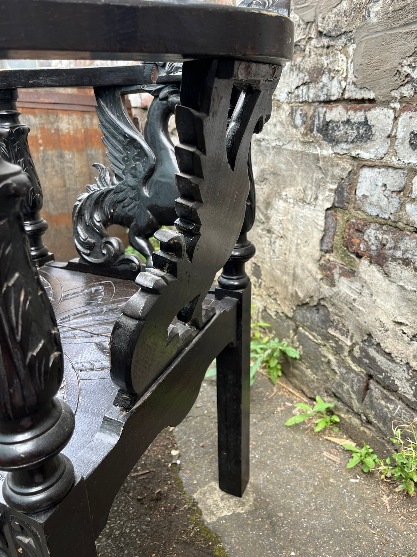 From Manx Chair Carved in English Oak with Mythical Creatures
