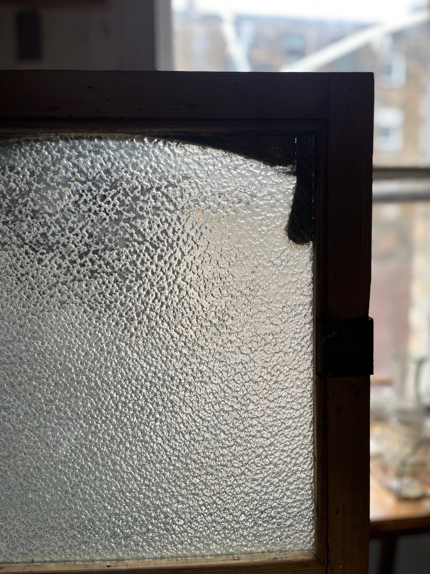 Antique Pine Food Safe / Apothecary Cabinet with Florentine Textured Glass Style