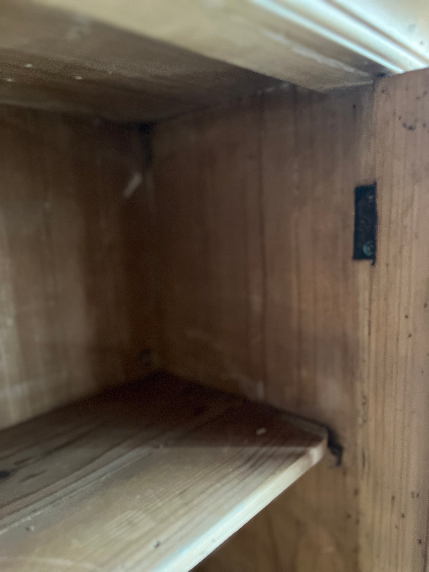 Antique Pine Food Safe / Apothecary Cabinet with Florentine Textured Glass Style