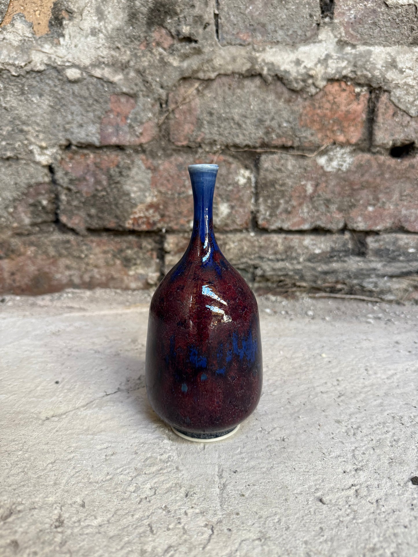SH Pottery Purple Glazed Bud Vase
