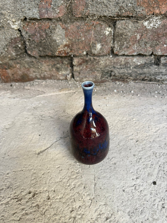 SH Pottery Purple Glazed Bud Vase