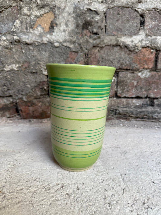 Gray's Pottery Green Striped Vase