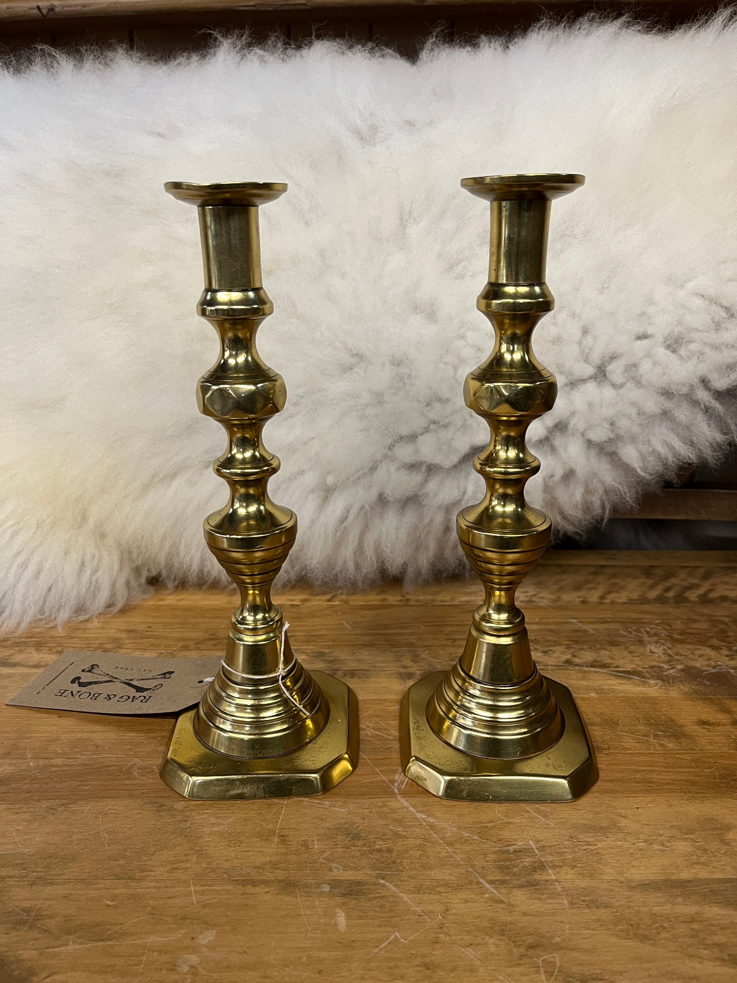 Antique Pair of Brass Candlesticks