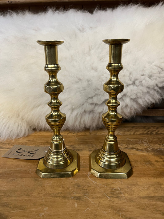 Antique Pair of Brass Candlesticks