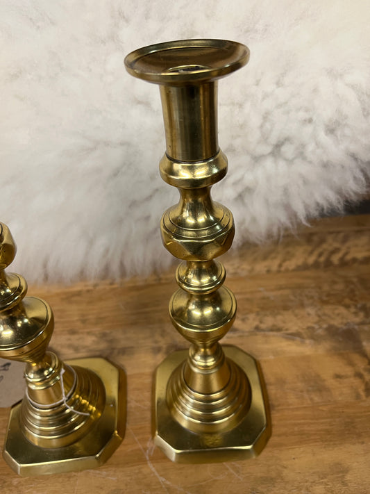 Antique Pair of Brass Candlesticks