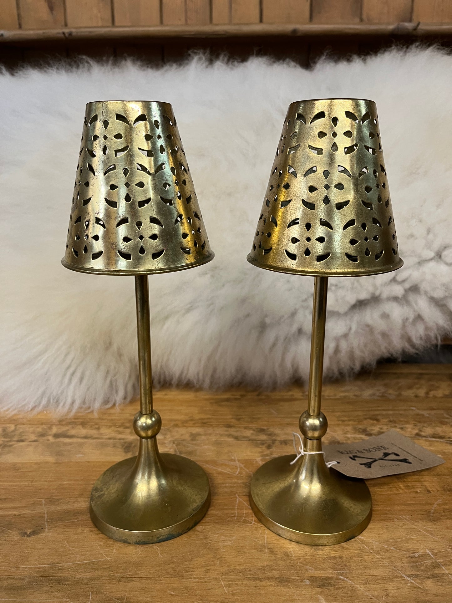 Pair of Brass Tea / Candle Light Holders