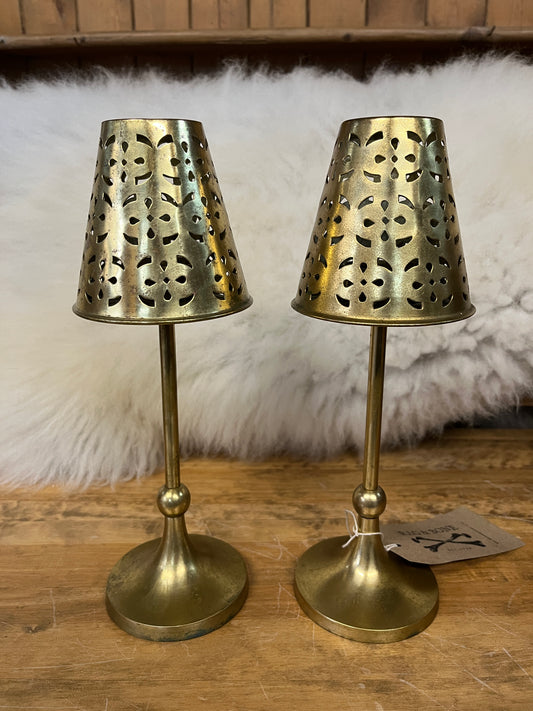 Pair of Brass Tea / Candle Light Holders
