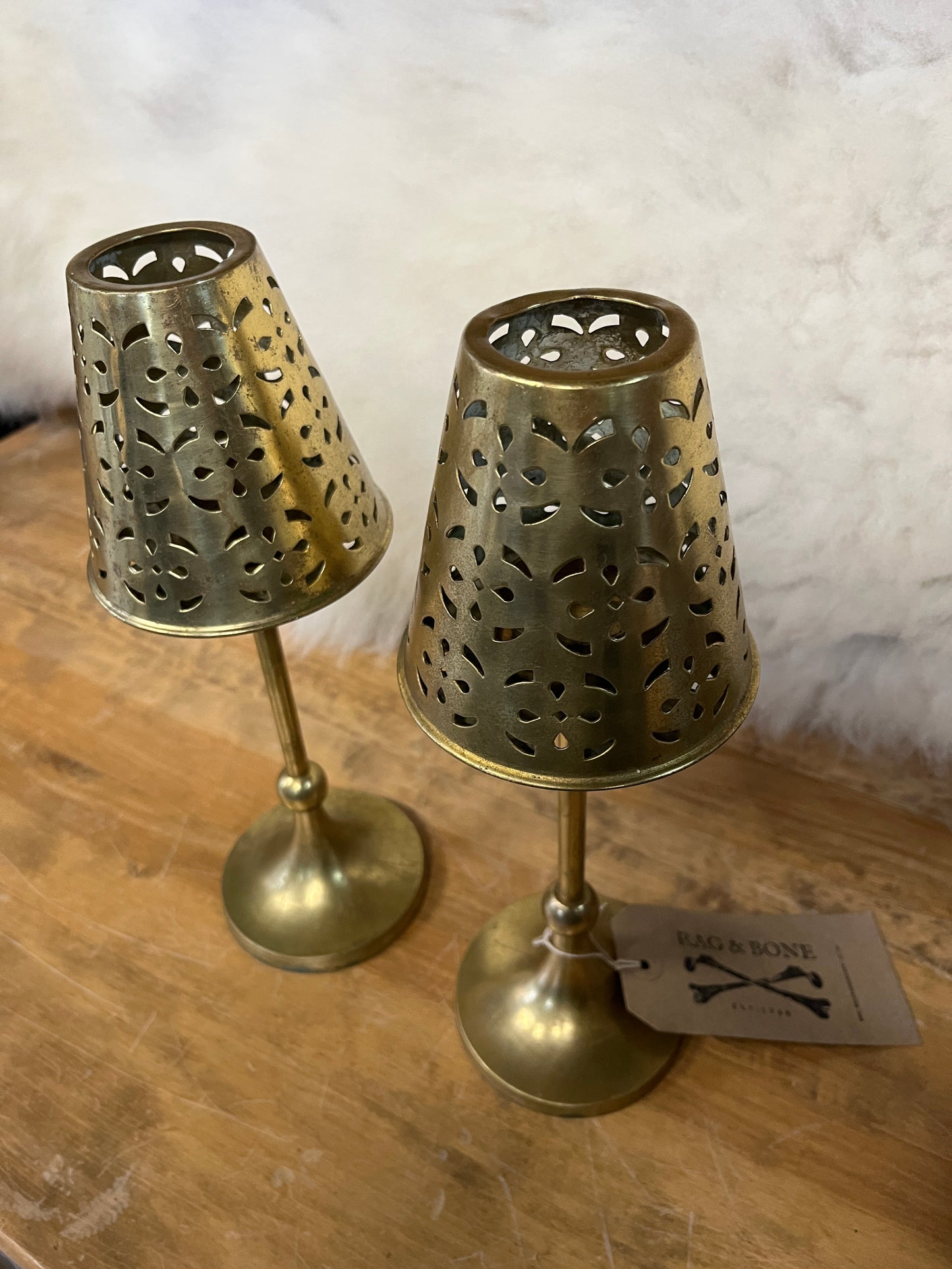 Pair of Brass Tea / Candle Light Holders