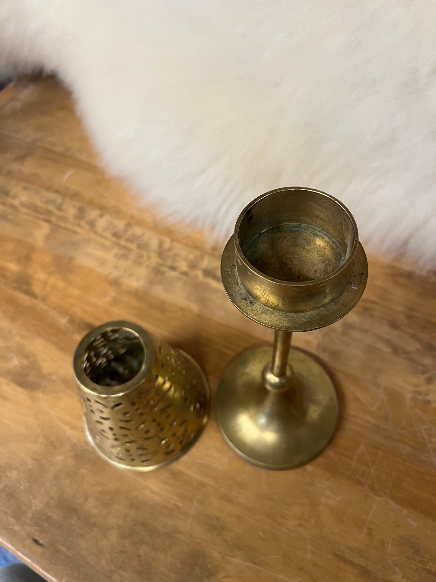 Pair of Brass Tea / Candle Light Holders