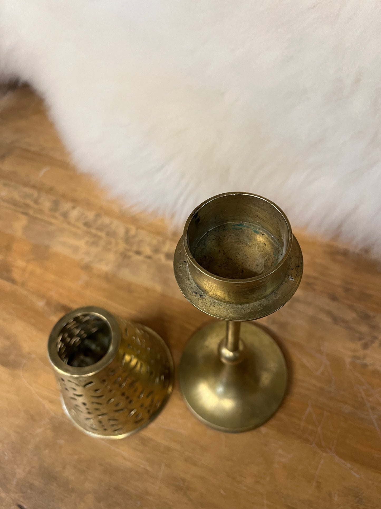 Pair of Brass Tea / Candle Light Holders