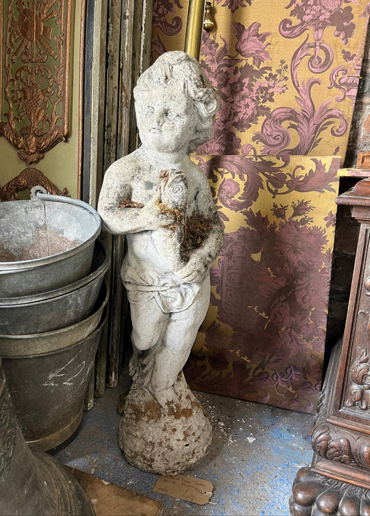 Cherub Stone Garden Statue - Fountain & Fish