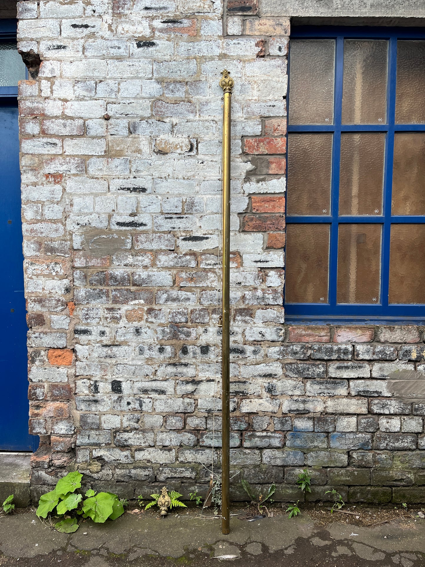 Victorian Brass Curtain Pole with Integrated Pulley System