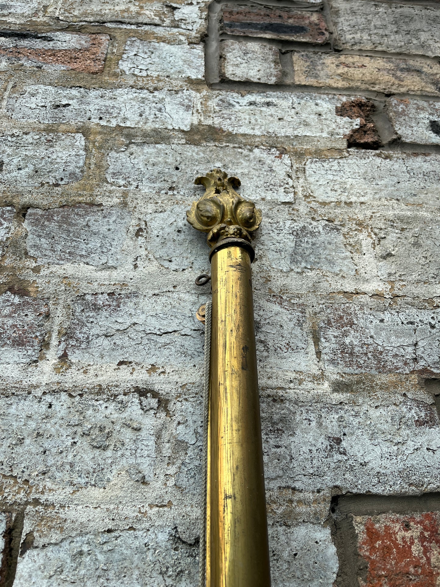 Victorian Brass Curtain Pole with Integrated Pulley System