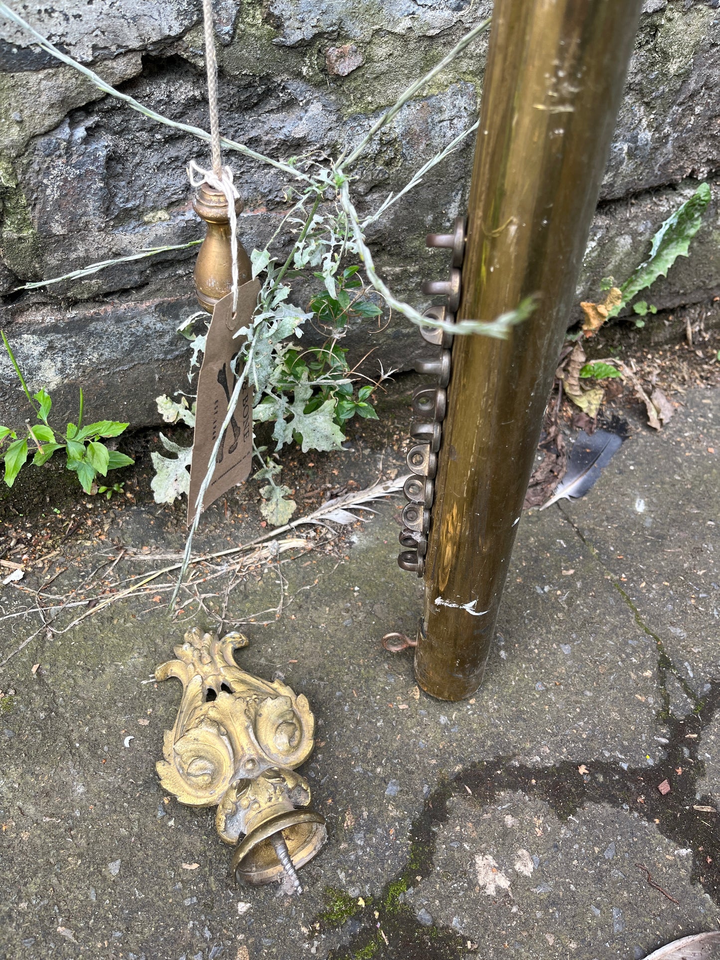 Victorian Brass Curtain Pole with Integrated Pulley System