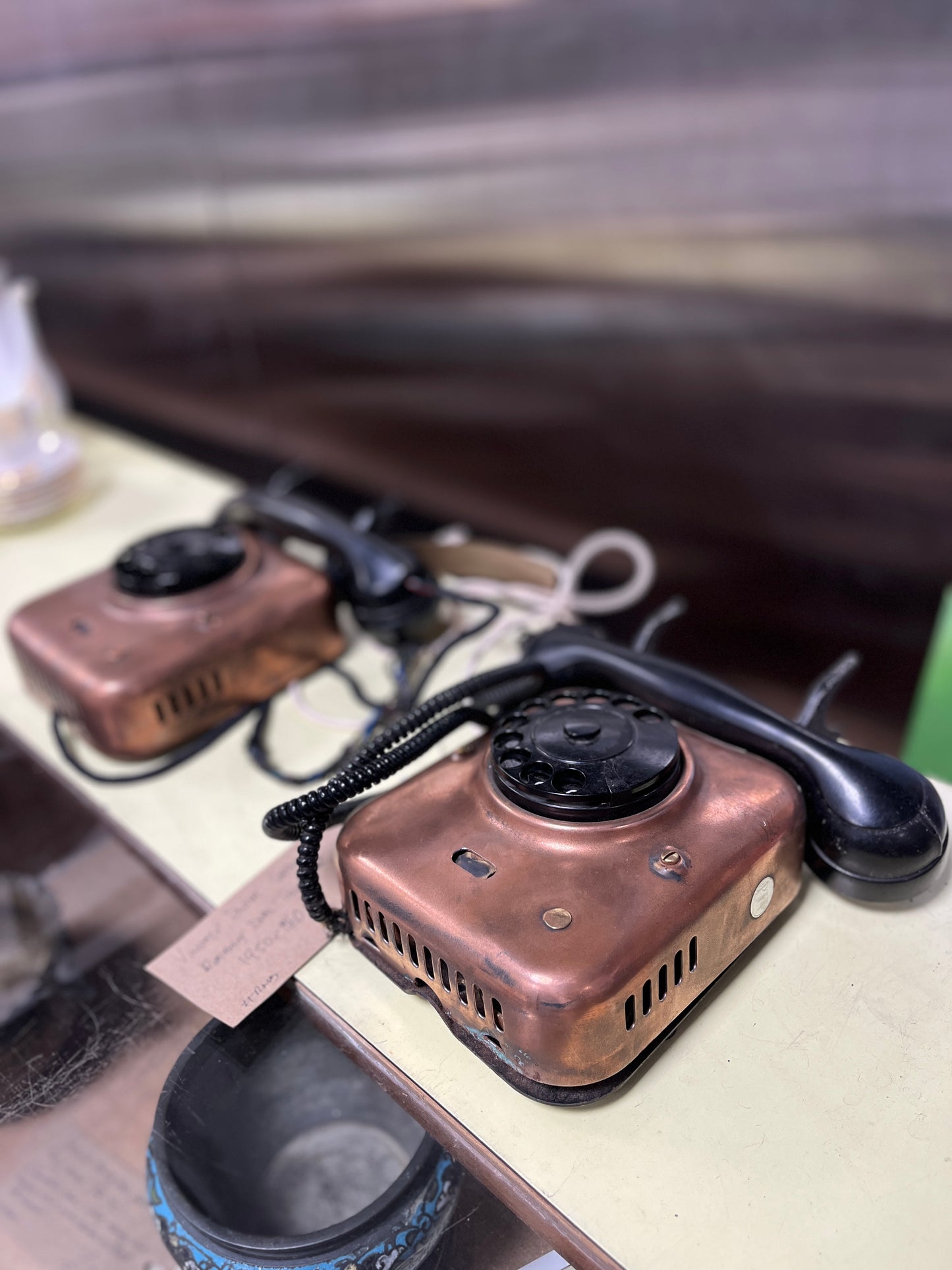 Vintage Dutch Copper Rotary Dial Telephone 1950's - 1960's