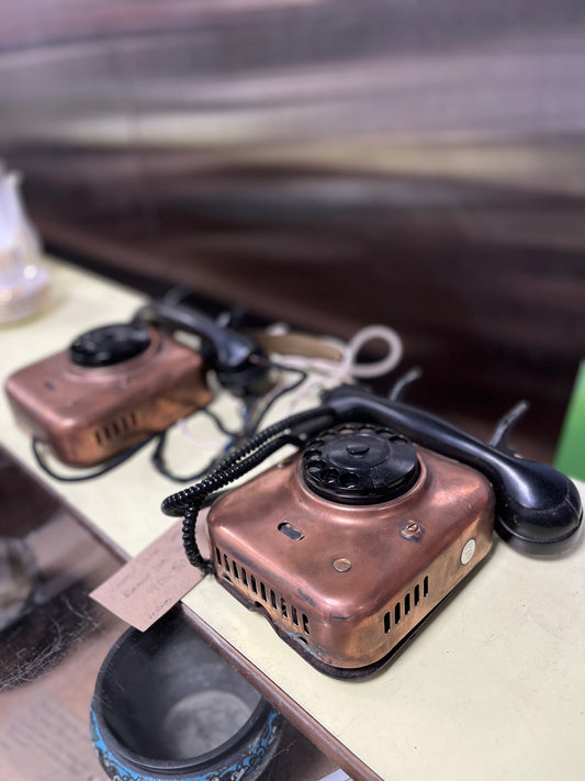Vintage Dutch Copper Rotary Dial Telephone 1950's - 1960's