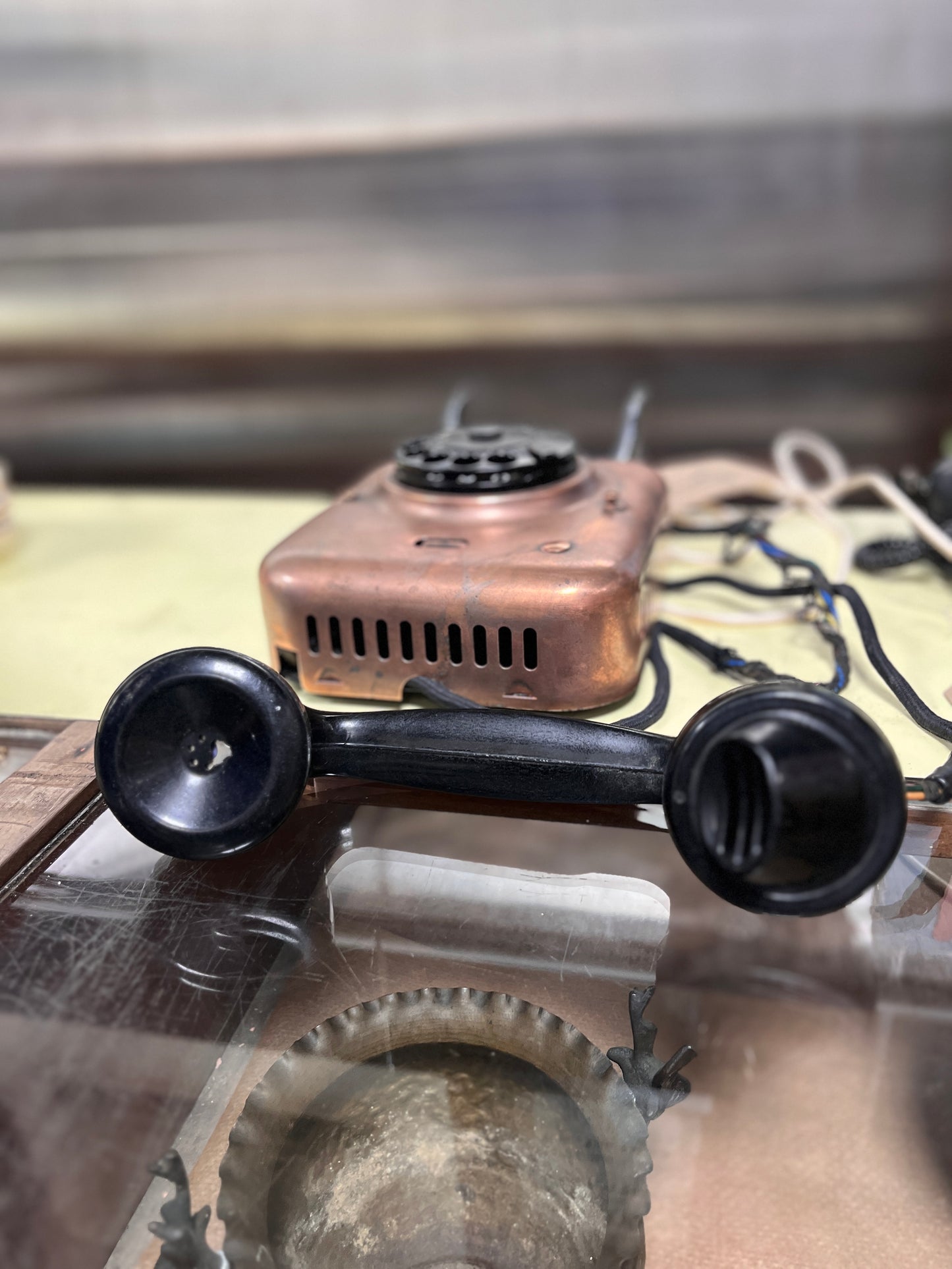 Vintage Dutch Copper Rotary Dial Telephone 1950's - 1960's