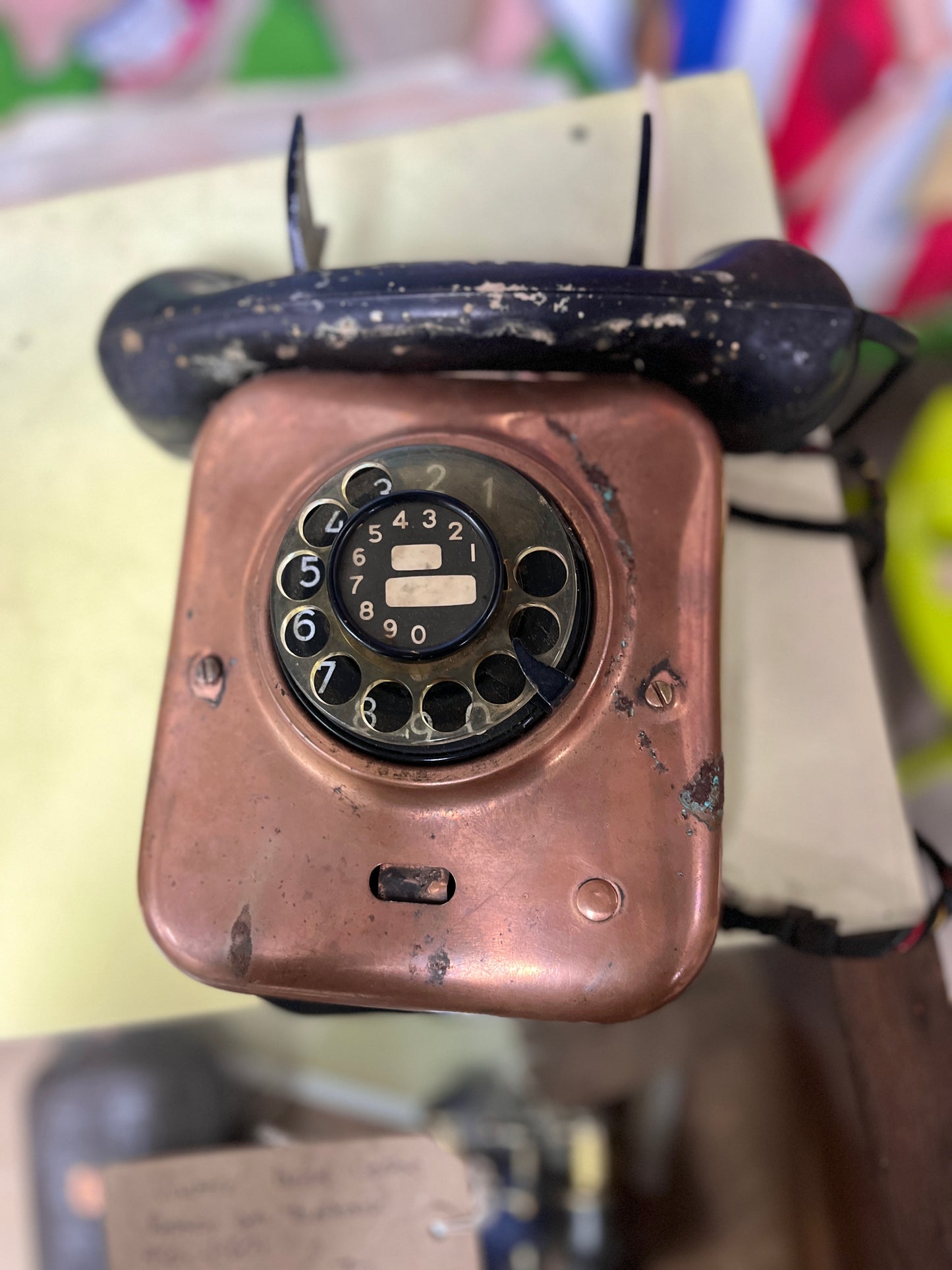 Vintage Dutch Copper Rotary Dial Telephone 1950's - 1960's