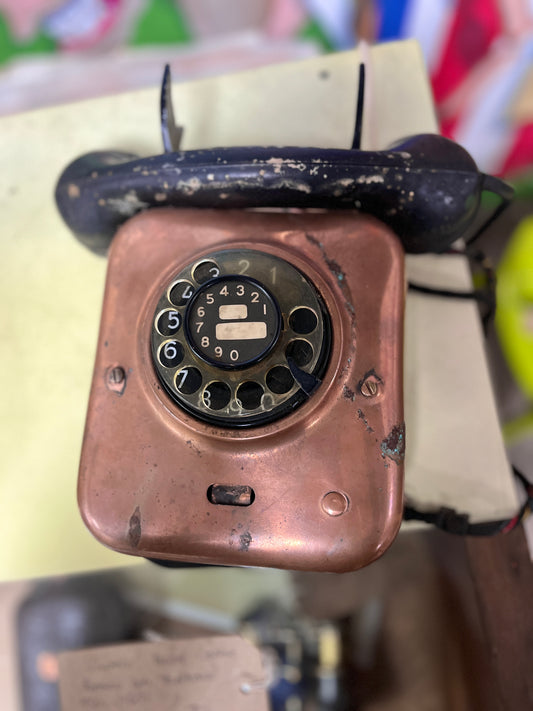 Vintage Dutch Copper Rotary Dial Telephone 1950's - 1960's