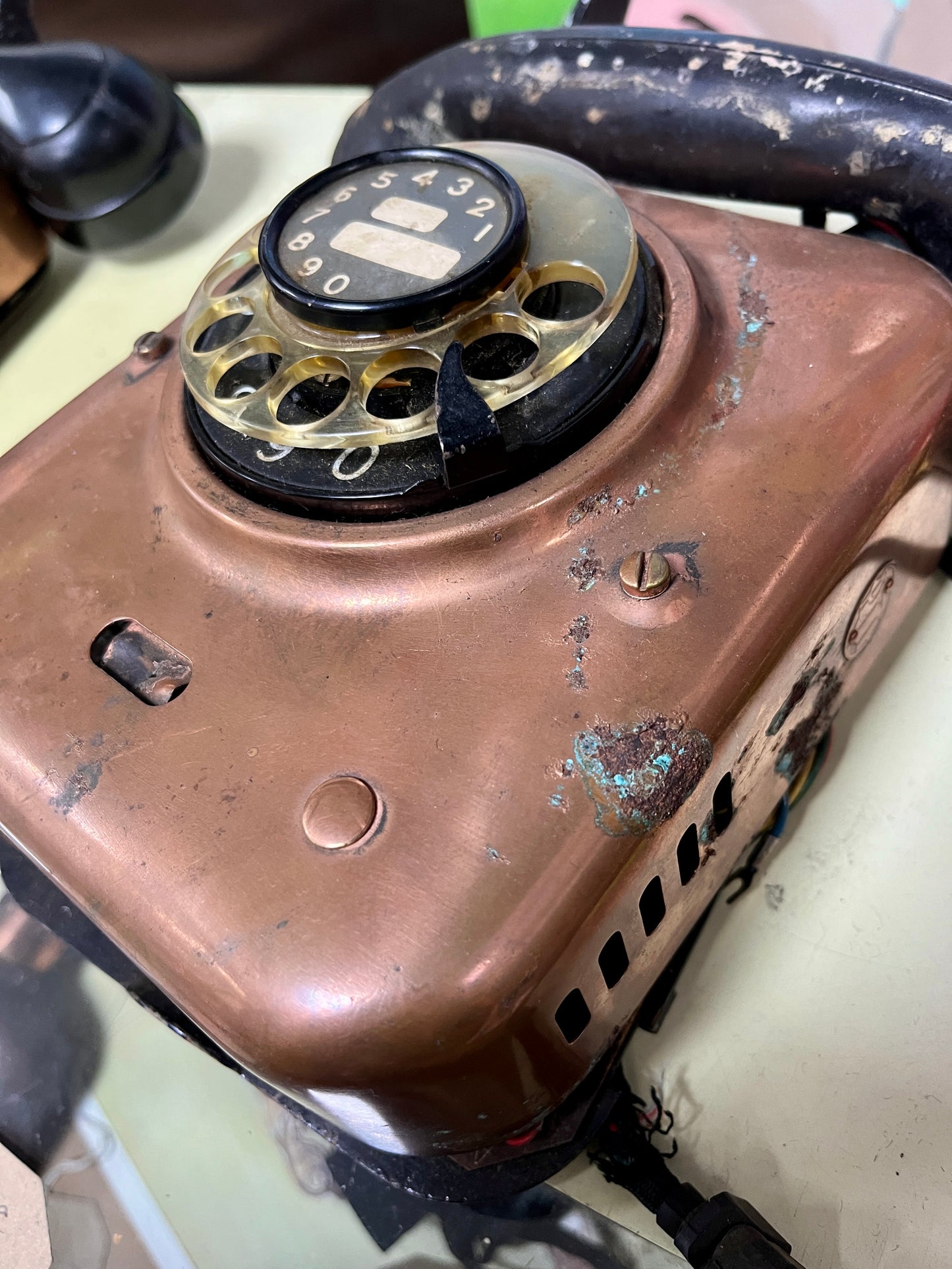 Vintage Dutch Copper Rotary Dial Telephone 1950's - 1960's