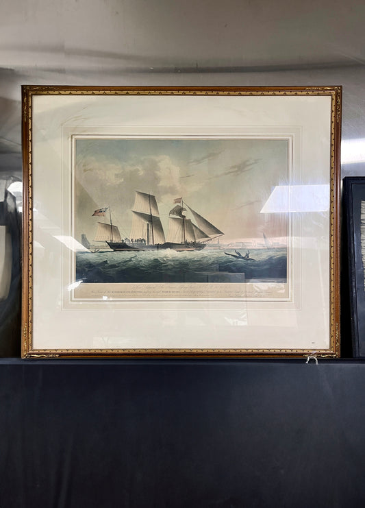 Framed Print of the First Steamship to Sail from England to India 1825 - Circa 1972